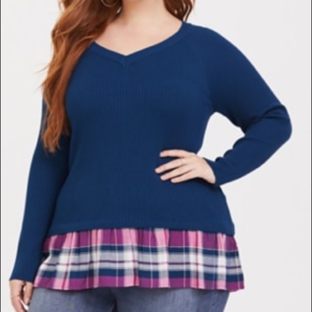 Torrid layered look teal long sleeve top